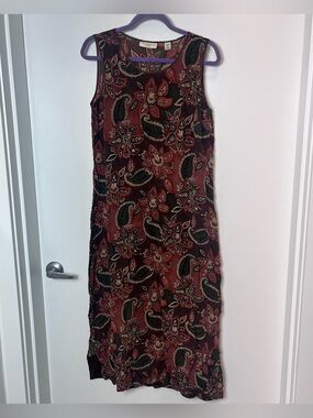 Amanda Smith Pure Silk Sleeveless Paisley Floral Maxi Dress Petite‎ Large